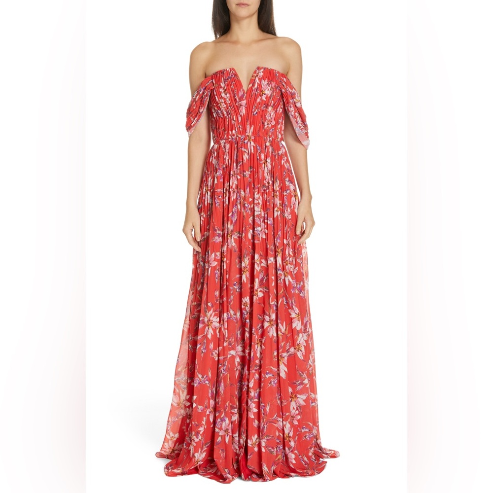AMUR One Shoulder Floral Red Dress
